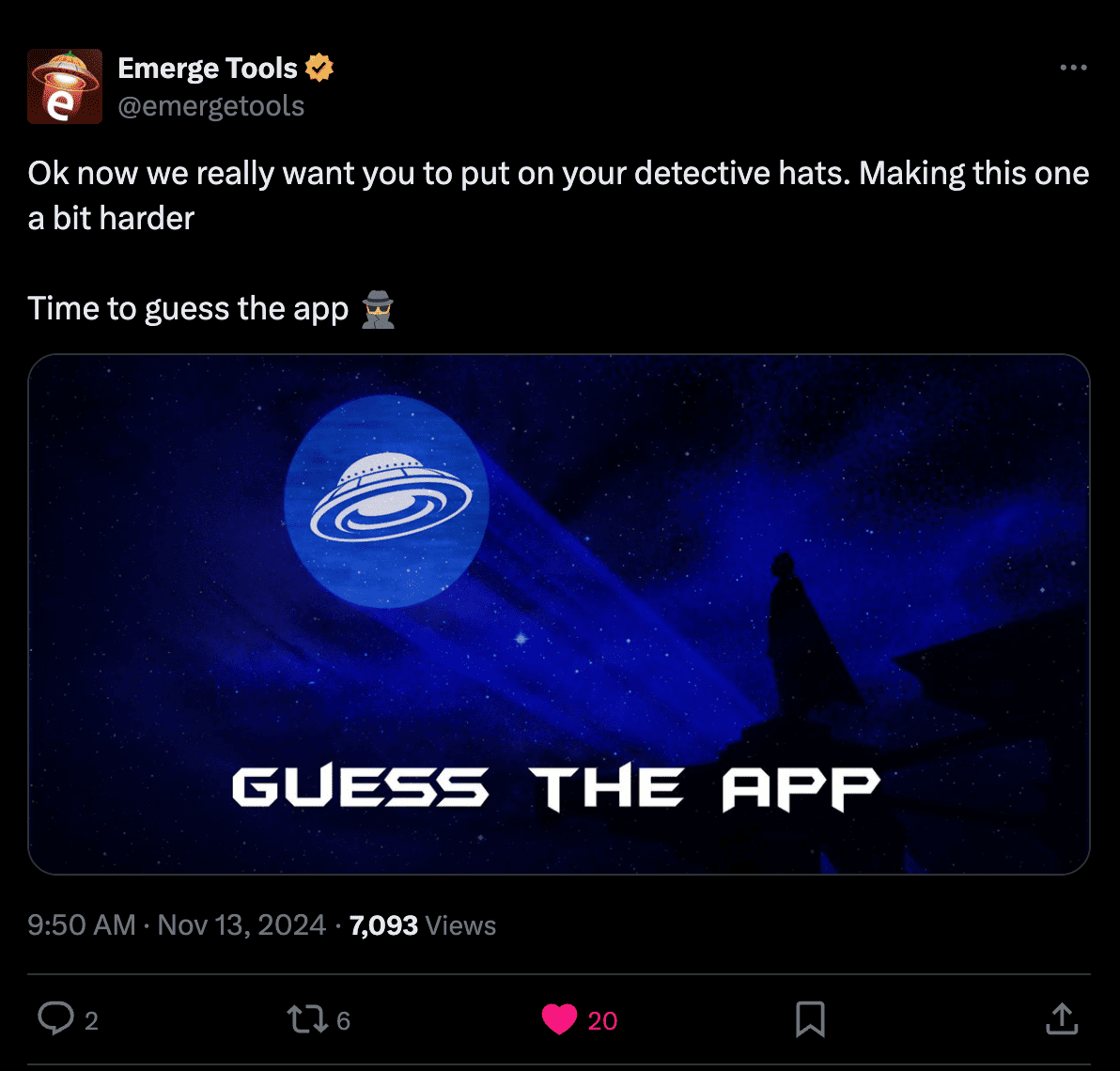 Screenshot of our guess the app series on twitter